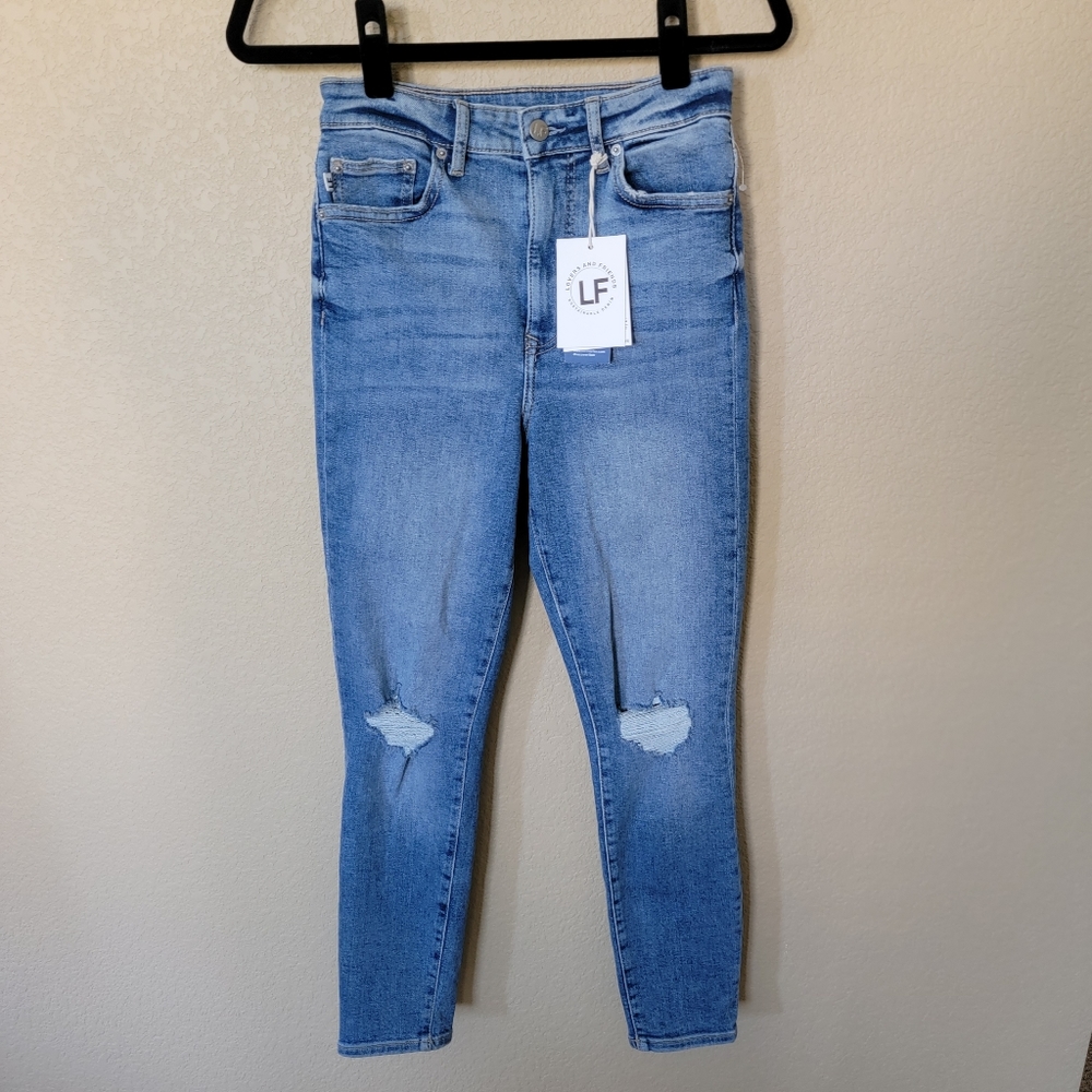 New Lovers + Friends Mason Distressed Cropped Jeans in Madrid, Size 26